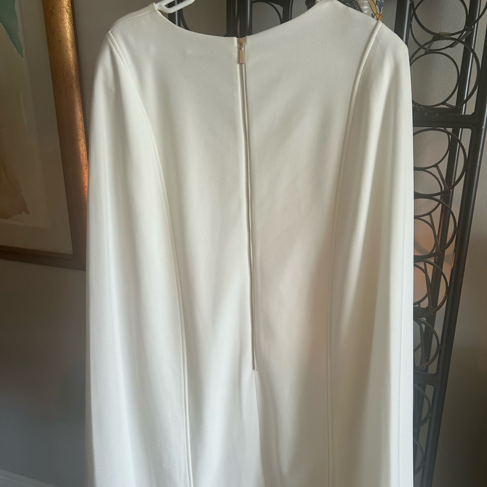 Calvin Klein White Cape Sheath Dress - Picture 6 of 6